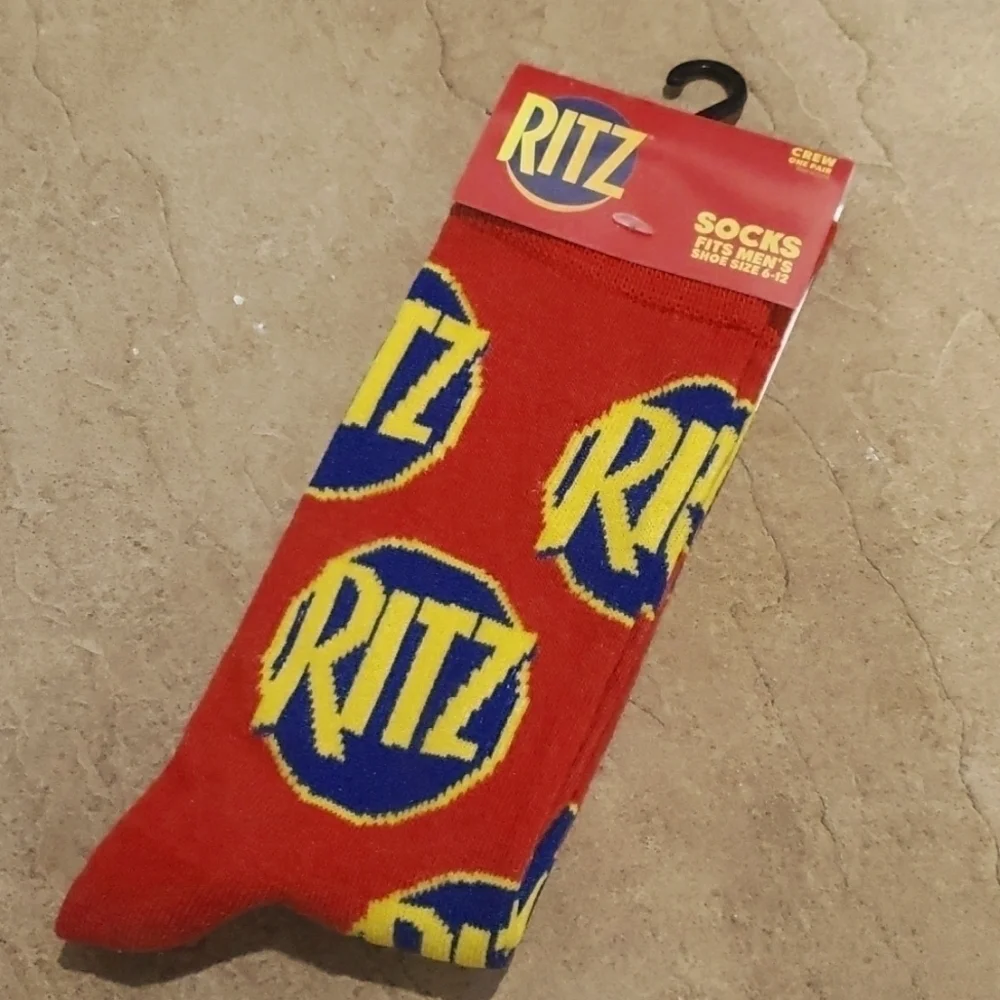 4/$25 Ritz Cracker Novelty Crew Socks Unisex New - Picture 4 of 8